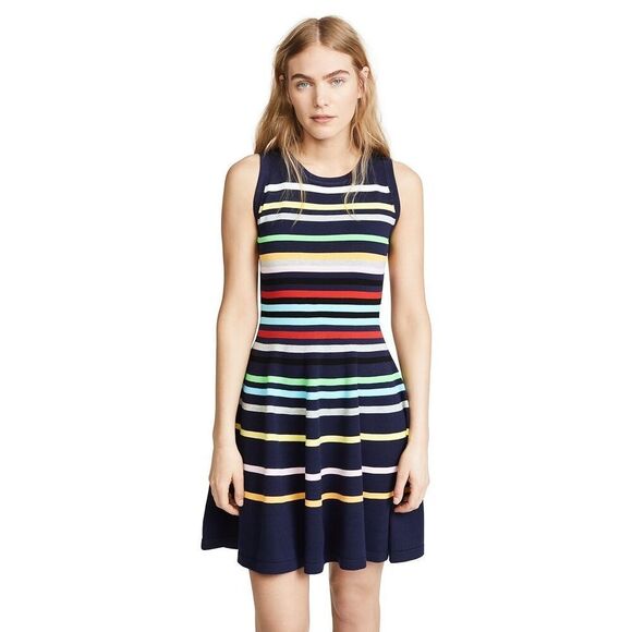 Milly rainbow stripe fitted dress